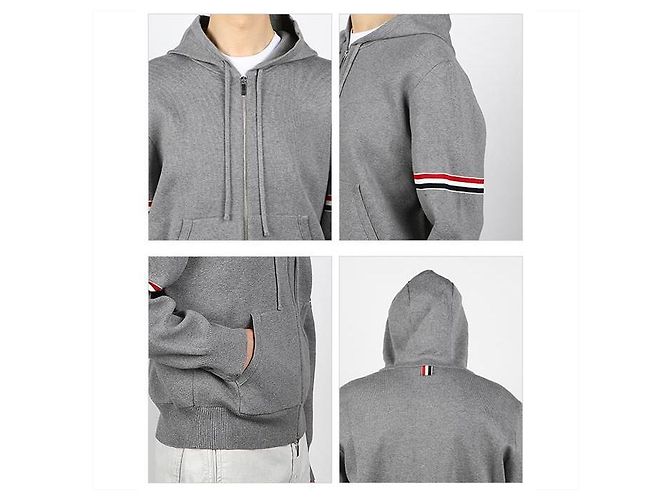 Thom Browne Felpa con cappuccio e zip Marrone - vista 9