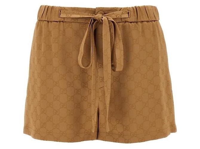 Gucci Pantalones cortos de satén Dorado - vista 4