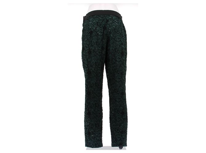 Dolce & Gabbana Calça verde de renda e seda - vista 2