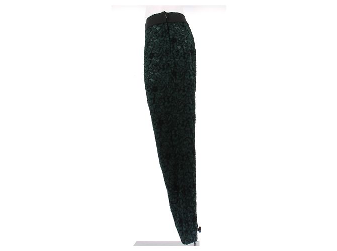 Dolce & Gabbana Calça verde de renda e seda - vista 4