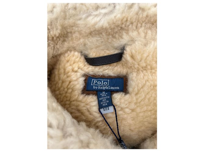Polo Ralph Lauren Chaleco sin mangas de piel de oveja Castaño - vista 7