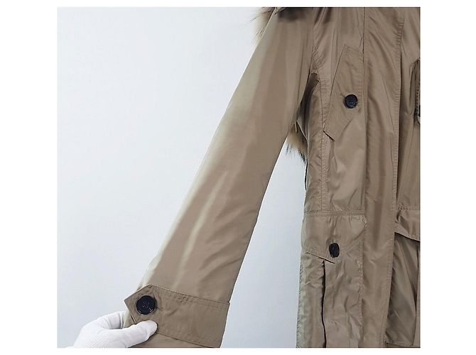 Burberry Damen-Padding-Jacke mit Brit Waschbär-Fellbesatz Braun - Ansicht 3