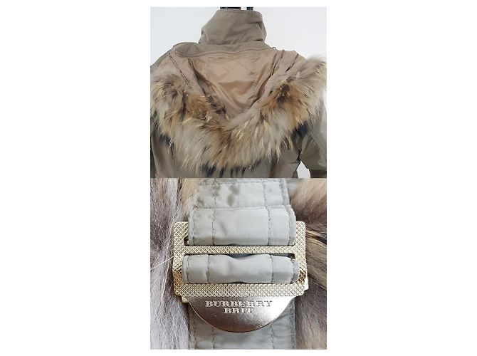 Burberry Damen-Padding-Jacke mit Brit Waschbär-Fellbesatz Braun - Ansicht 5