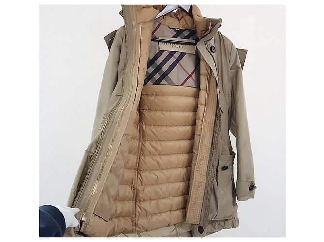 Burberry Damen-Padding-Jacke mit Brit Waschbär-Fellbesatz Braun - Ansicht 6