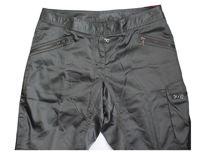 Prada Pantalones cargo de satén gris caqui Castaño - vista 4