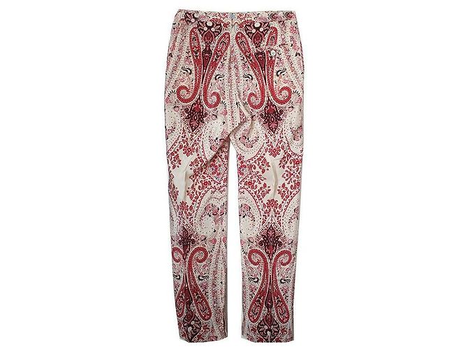 Etro Pantalones de seda rojos con estampado paisley - Talla S Roja - vista 2