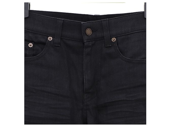 Saint Laurent Calça jeans preta slim fit masculina Preto - vista 2