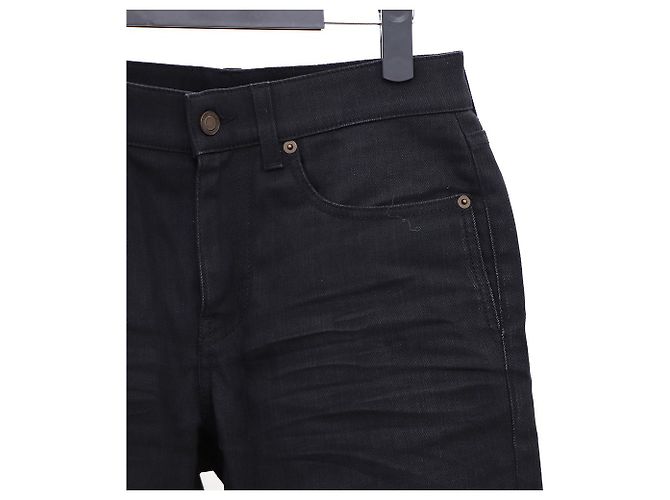 Saint Laurent Calça jeans preta slim fit masculina Preto - vista 3