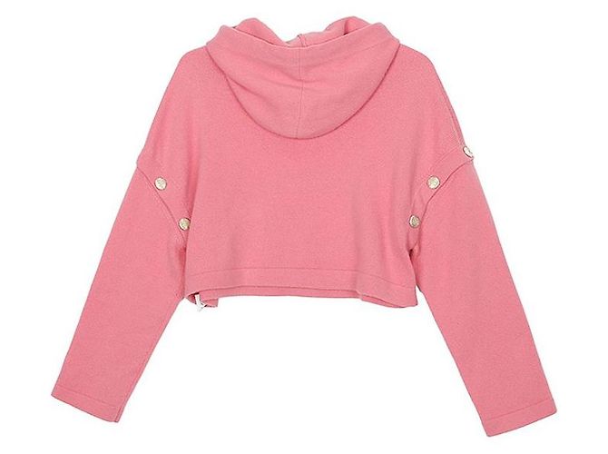 Chanel Tamaño CC Botón Corto Sudadera con Capucha Rosa - vista 2