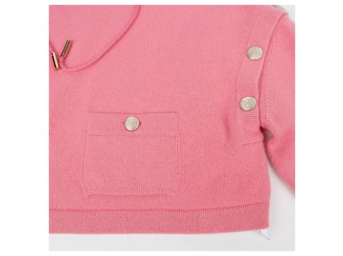 Chanel Tamaño CC Botón Corto Sudadera con Capucha Rosa - vista 6