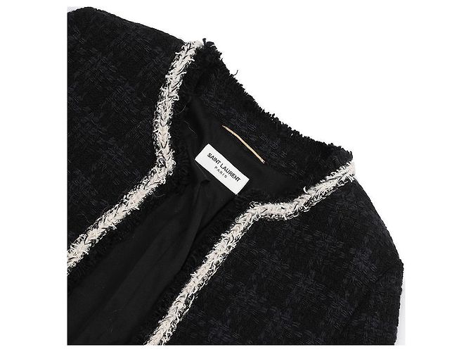 Saint Laurent Woll-Crop-Tweed-Jacke Schwarz - Ansicht 6