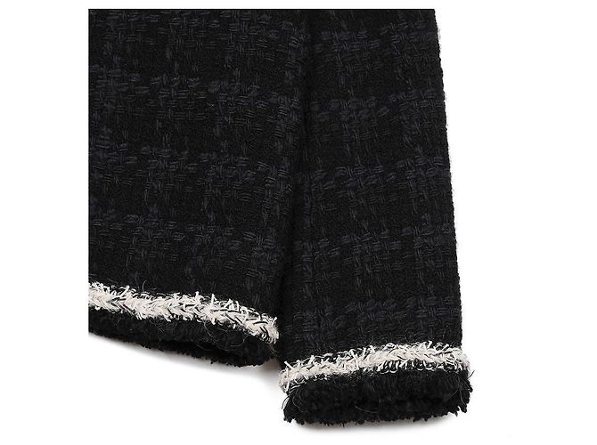 Saint Laurent Woll-Crop-Tweed-Jacke Schwarz - Ansicht 8
