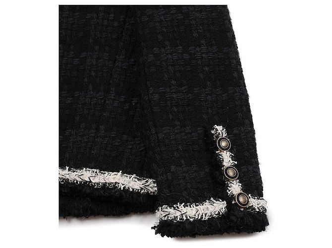Saint Laurent Woll-Crop-Tweed-Jacke Schwarz - Ansicht 9