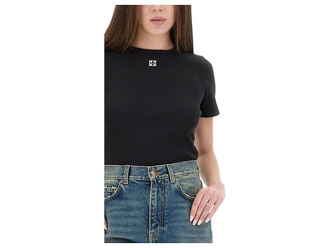 Tory Burch Camiseta de logo de algodón con canalé - vista 7