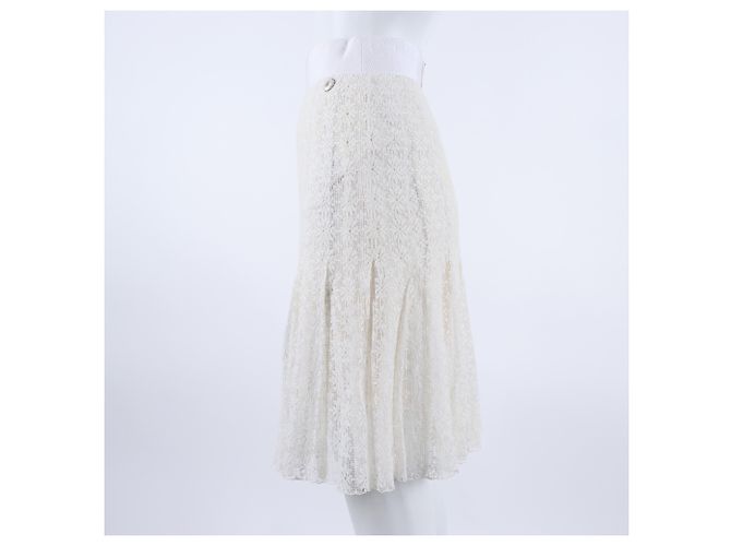Falda de Encaje Transparente Chanel Blanco - vista 2