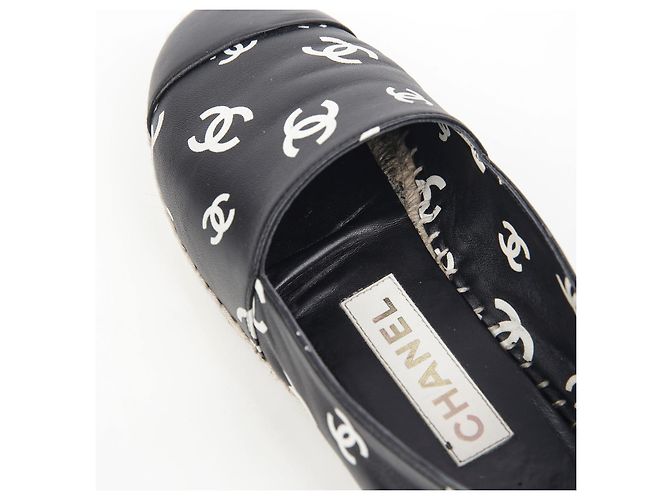 Espadrillas Chanel CC Logo in pelle nera Nero - vista 10