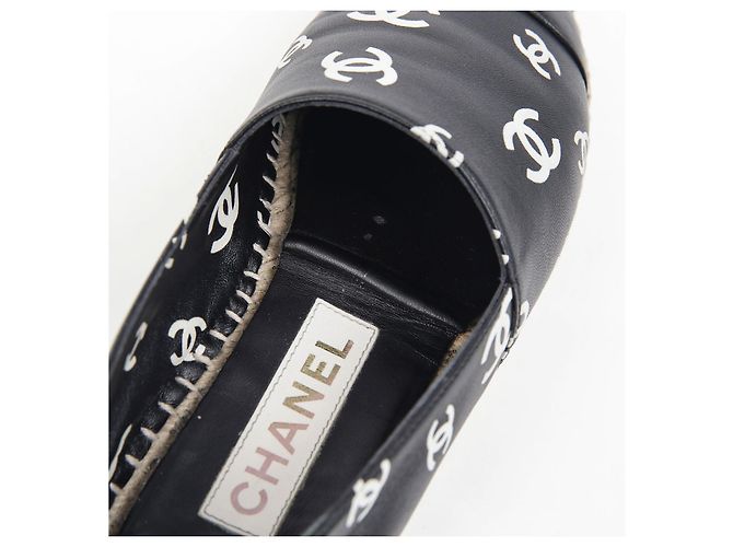 Espadrillas Chanel CC Logo in pelle nera Nero - vista 11