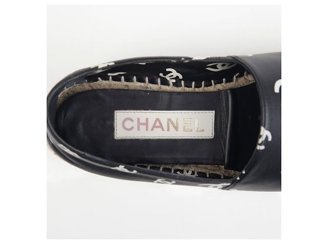 Espadrillas Chanel CC Logo in pelle nera Nero - vista 12