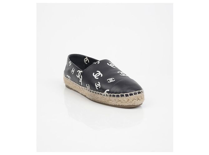 Espadrillas Chanel CC Logo in pelle nera Nero - vista 2
