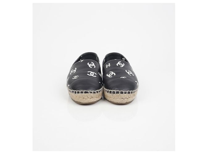 Espadrillas Chanel CC Logo in pelle nera Nero - vista 4