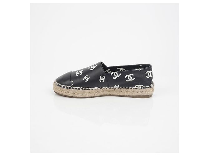 Espadrillas Chanel CC Logo in pelle nera Nero - vista 8