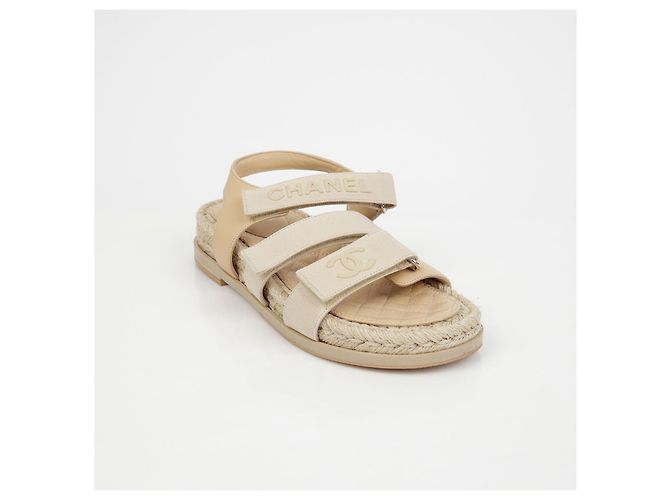 Chanel Velcro-Seil-Sandalen Größe Braun - Ansicht 2
