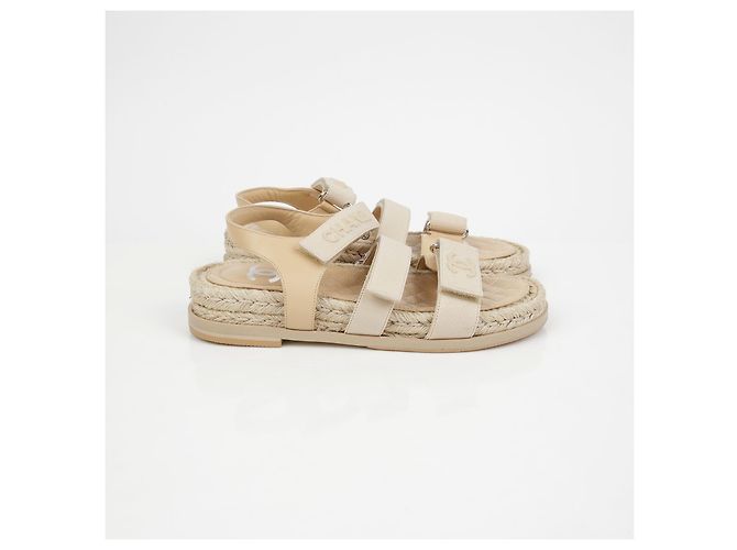 Chanel Velcro-Seil-Sandalen Größe Braun - Ansicht 3