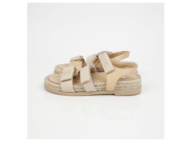 Chanel Velcro-Seil-Sandalen Größe Braun - Ansicht 6