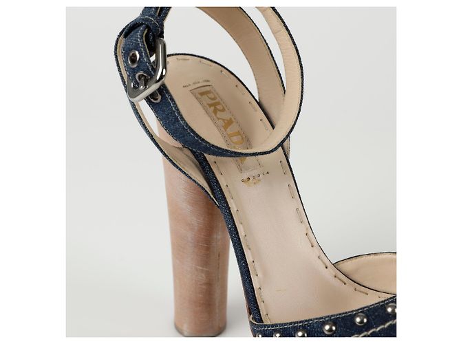 Prada Nieten-Sandalette mit Absatz Größe Blau - Ansicht 2