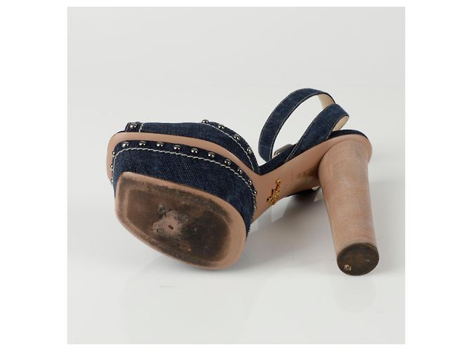 Prada Nieten-Sandalette mit Absatz Größe Blau - Ansicht 5