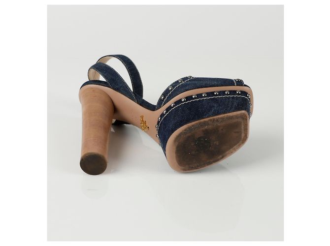 Prada Nieten-Sandalette mit Absatz Größe Blau - Ansicht 8