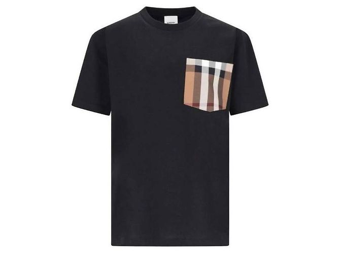Burberry Kariertes Baumwoll-T-Shirt mit Tasche Rot - Ansicht 4