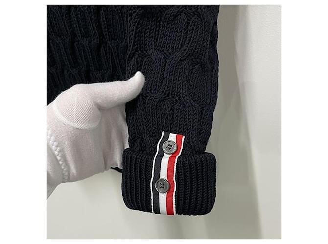 Thom Browne Kreuzkabel-Wollstrick navy Blau - Ansicht 10