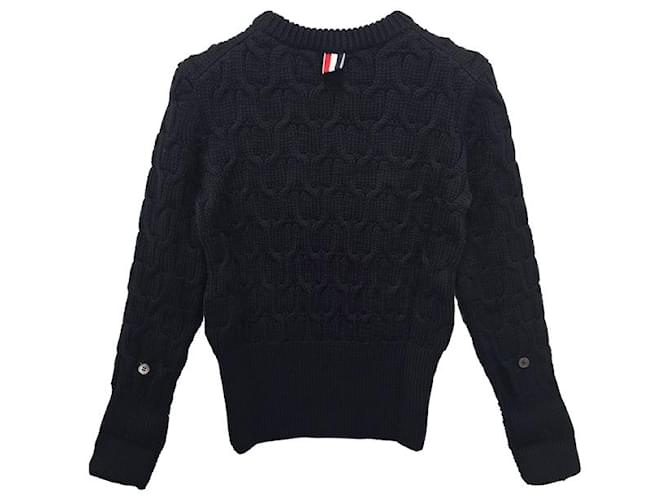 Thom Browne Kreuzkabel-Wollstrick navy Blau - Ansicht 16