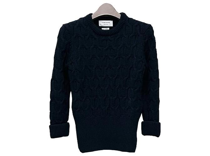Thom Browne Kreuzkabel-Wollstrick navy Blau - Ansicht 18