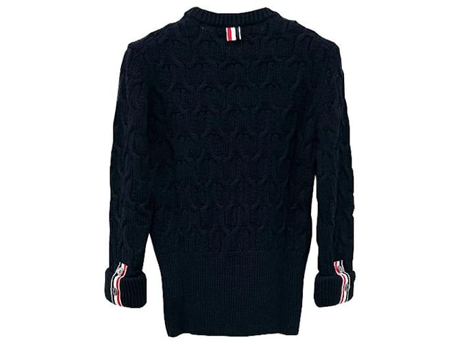 Thom Browne Kreuzkabel-Wollstrick navy Blau - Ansicht 19
