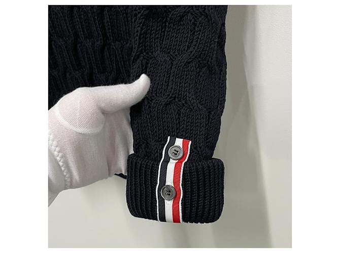 Thom Browne Kreuzkabel-Wollstrick navy Blau - Ansicht 22