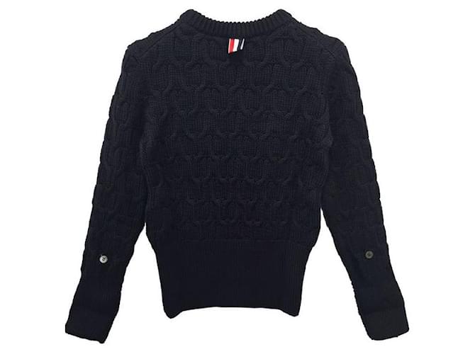Thom Browne Kreuzkabel-Wollstrick navy Blau - Ansicht 4
