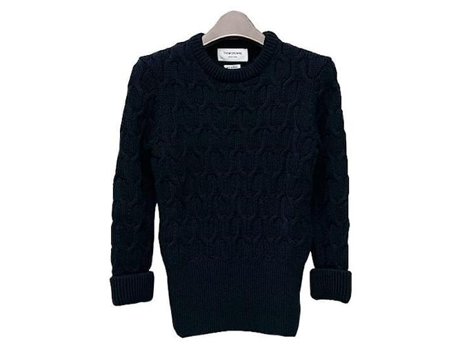 Thom Browne Kreuzkabel-Wollstrick navy Blau - Ansicht 6