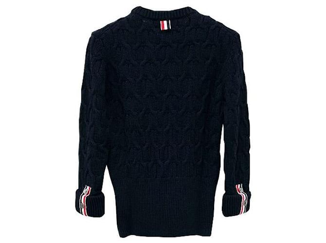 Thom Browne Kreuzkabel-Wollstrick navy Blau - Ansicht 7