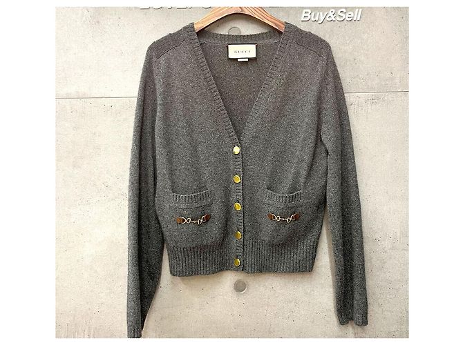 Gucci Kaschmir-Cardigan mit Pferdebeißer-Detail für Frauen grau Braun - Ansicht 2