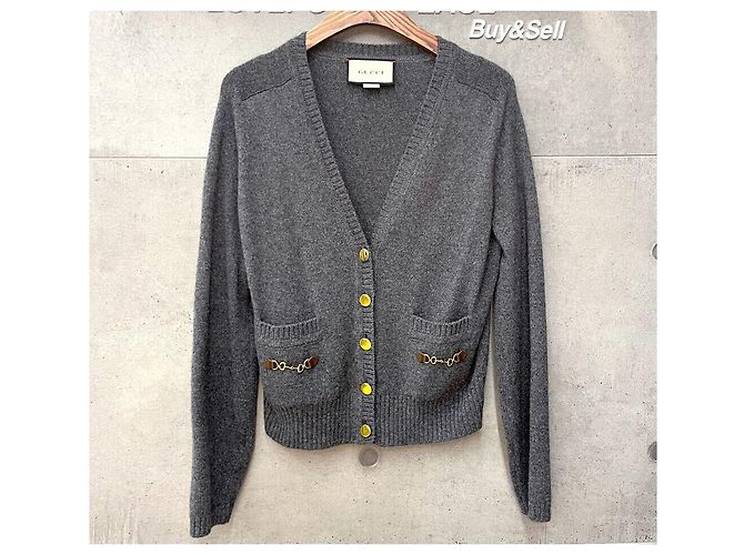 Gucci Kaschmir-Cardigan mit Pferdebeißer-Detail für Frauen grau Braun - Ansicht 3