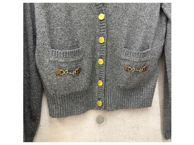 Gucci Kaschmir-Cardigan mit Pferdebeißer-Detail für Frauen grau Braun - Ansicht 5