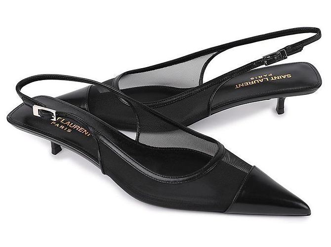 Saint Laurent Women's Mesh Slingback Heels - view 5