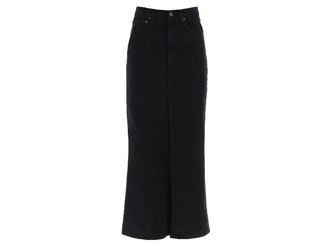 Balenciaga Falda Larga de Denim Negro - vista 4