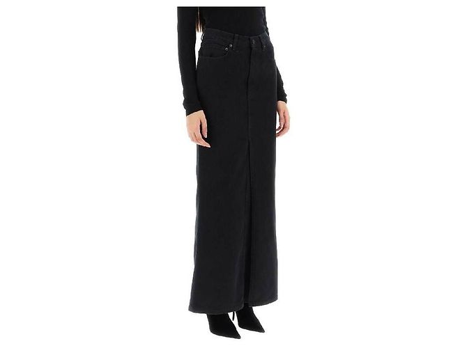 Balenciaga Falda Larga de Denim Negro - vista 5