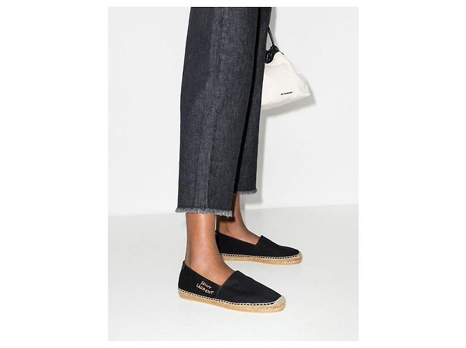Saint Laurent Espadrillas con logo ricamato Nero - vista 6