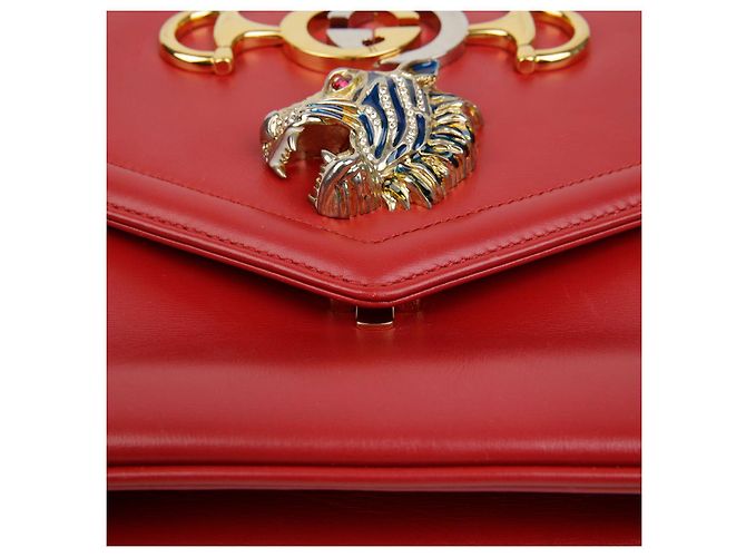 Gucci Borsa a tracolla media testa di tigre Rosso - vista 15
