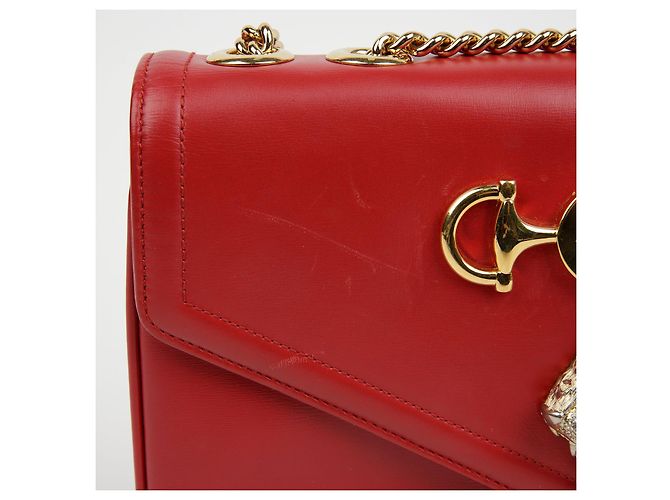 Gucci Borsa a tracolla media testa di tigre Rosso - vista 3