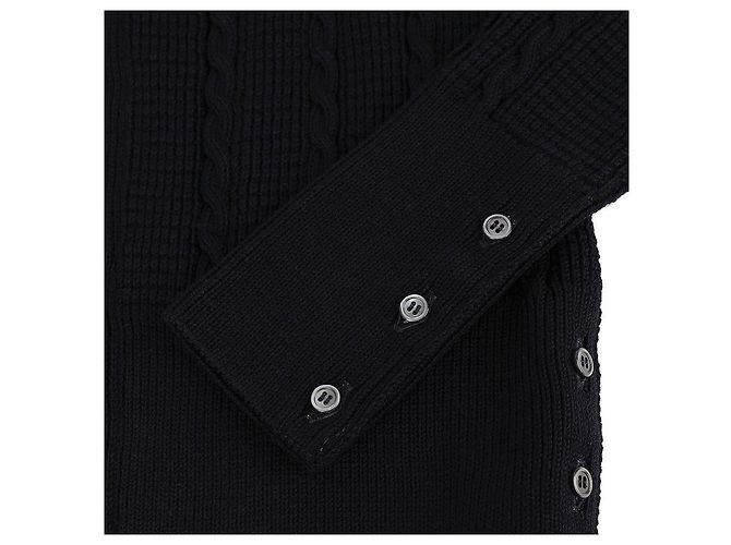 Thom Browne Lässiger V-Ausschnitt Kabelstrick-Cardigan aus Wolle Blau - Ansicht 8